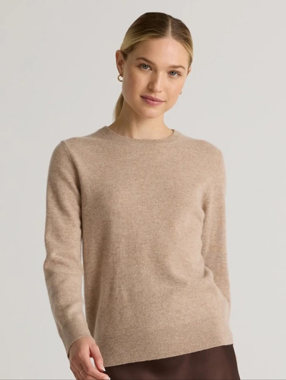 Quince Oatmeal Mongolian Cashmere Crewneck